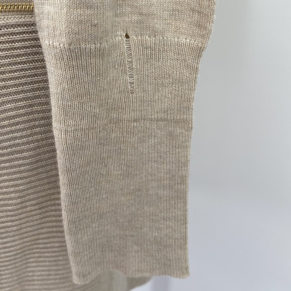 Premise Knit Ribbed Oatmeal Open Cardigan with Zip Pockets Small - Picture 9 of 14